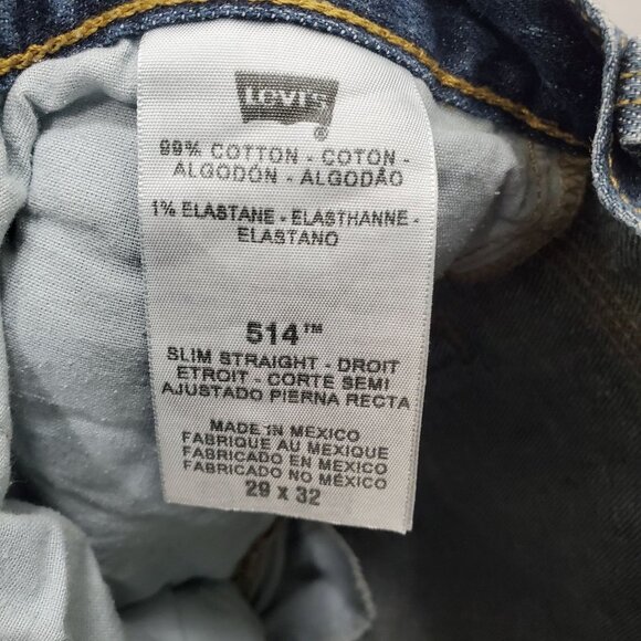 Levi's 514 Slim Straight Men's Dark Zip Thigh Pocket‎ Distressed Jeans 29x32 - Picture 4 of 7